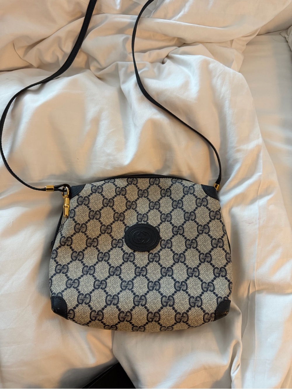 Vintage Gucci Navy Monogram Crossbody
